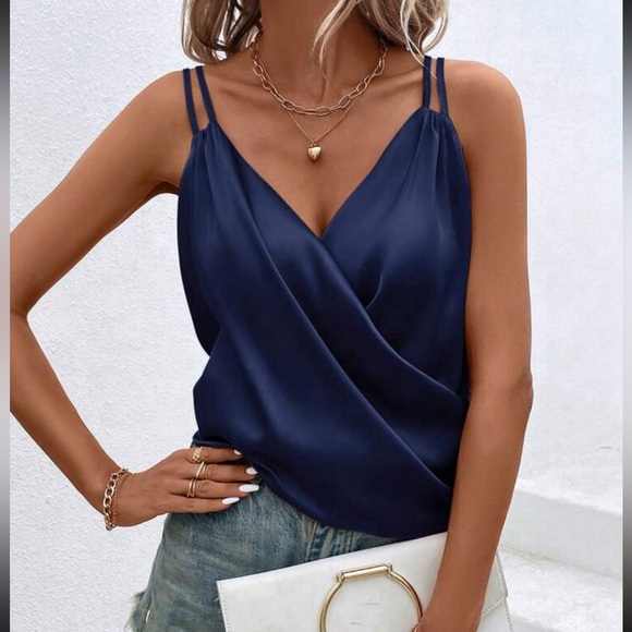 Luxe Satin Cami Top Blouse Shirt - Picture 7 of 16